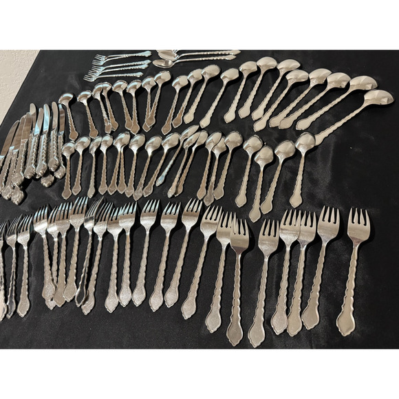 Oneida Community Stainless CELLO Flatware Set Betty Crocker 107 Pcs with Serving - Picture 6 of 14